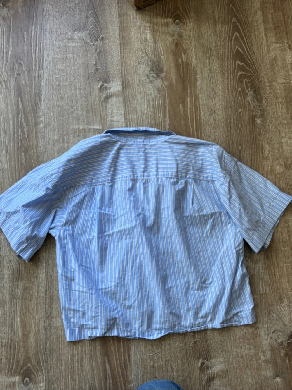 J. Crew Light Blue and White Striped Collared Shirt